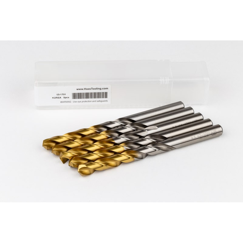 9.5mm Ø Cobalt Jobber Drill, 135° Point Angle x 30° Helix, 2 Flute, TiN Coated - Pack of 5