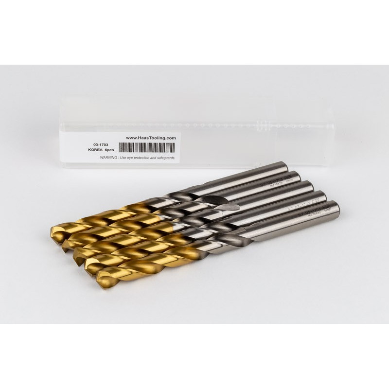 9.7mm Ø Cobalt Jobber Drill, 135° Point Angle x 30° Helix, 2 Flute, TiN Coated - Pack of 5