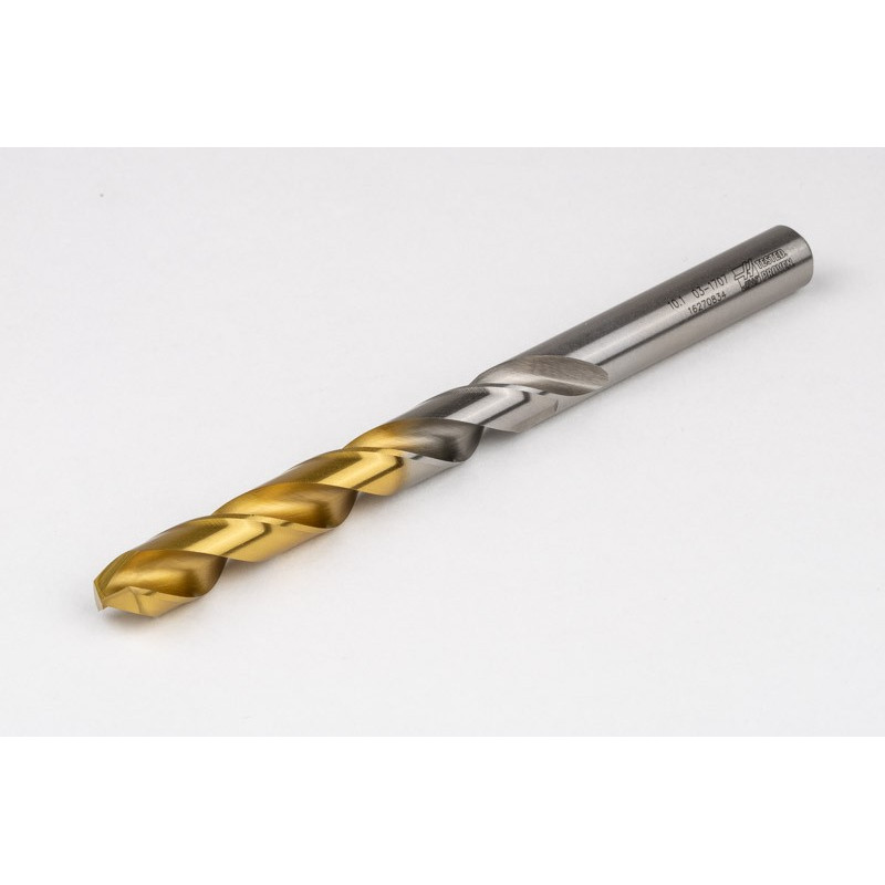 10.1mm Ø Cobalt Jobber Drill, 135° Point Angle x 30° Helix, 2 Flute, TiN Coated - Pack of 5