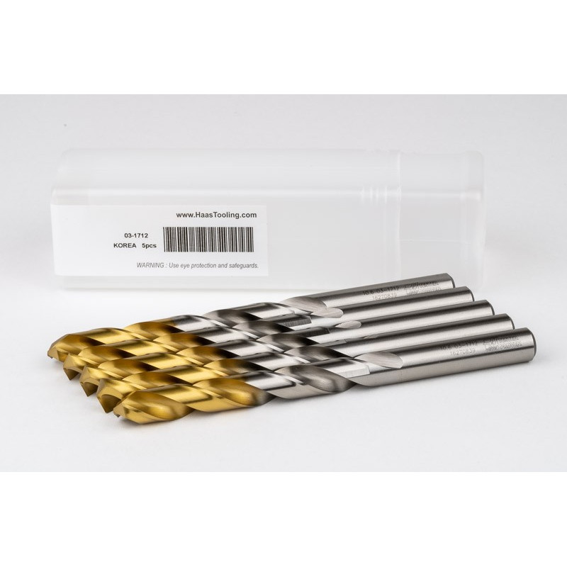 10.6mm Ø Cobalt Jobber Drill, 135° Point Angle x 30° Helix, 2 Flute, TiN Coated - Pack of 5