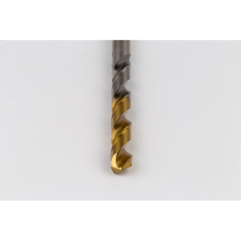 10.7mm Ø Cobalt Jobber Drill, 135° Point Angle x 30° Helix, 2 Flute, TiN Coated - Pack of 5