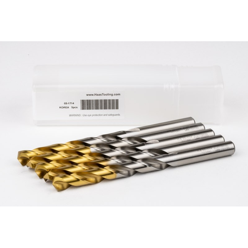 10.8mm Ø Cobalt Jobber Drill, 135° Point Angle x 30° Helix, 2 Flute, TiN Coated - Pack of 5