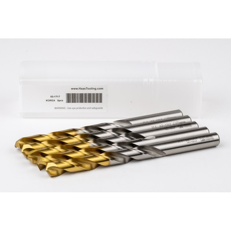 11.1mm Ø Cobalt Jobber Drill, 135° Point Angle x 30° Helix, 2 Flute, TiN Coated - Pack of 5