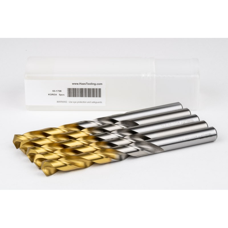 12.2mm Ø Cobalt Jobber Drill, 135° Point Angle x 30° Helix, 2 Flute, TiN Coated - Pack of 5