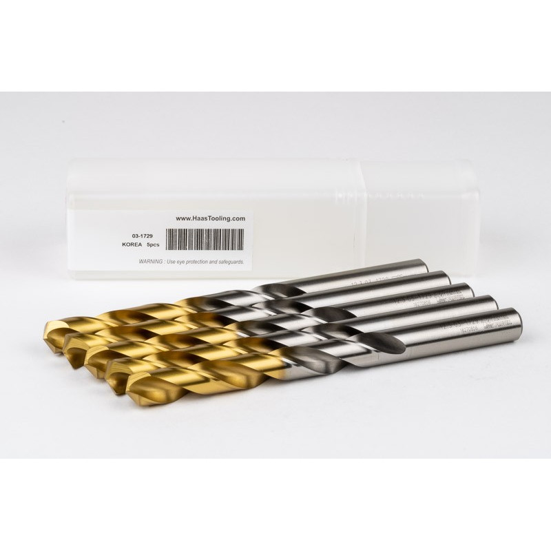 12.3mm Ø Cobalt Jobber Drill, 135° Point Angle x 30° Helix, 2 Flute, TiN Coated - Pack of 5