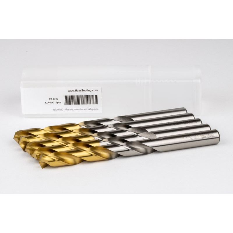 12.4mm Ø Cobalt Jobber Drill, 135° Point Angle x 30° Helix, 2 Flute, TiN Coated - Pack of 5