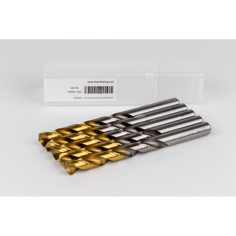 12.5mm Ø Cobalt Jobber Drill, 135° Point Angle x 30° Helix, 2 Flute, TiN Coated - Pack of 5