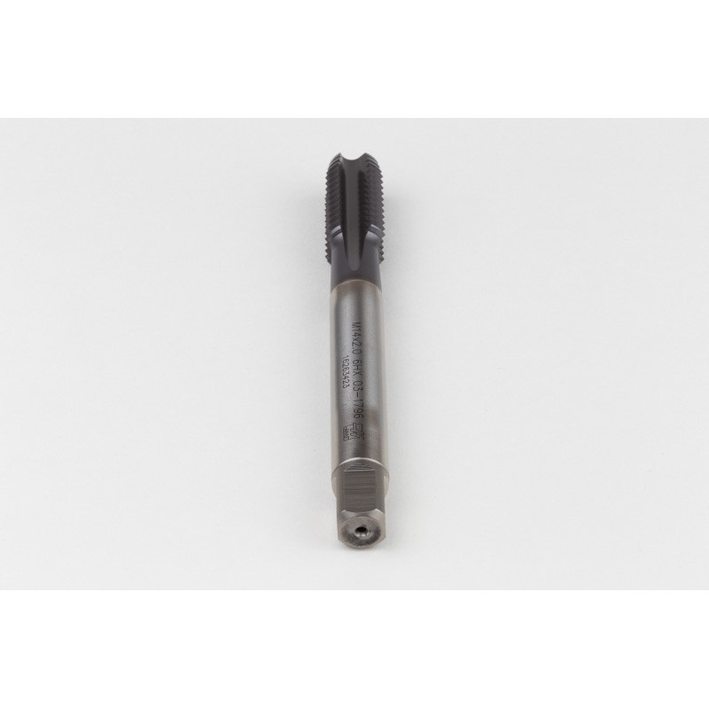 M14x2.0 M HSS-E Straight Flute Tap, 11mm Shank x 26mm Thread Length, 2XD, Mod. Bottoming, 4 Flute, 6HX, TiCN Coated