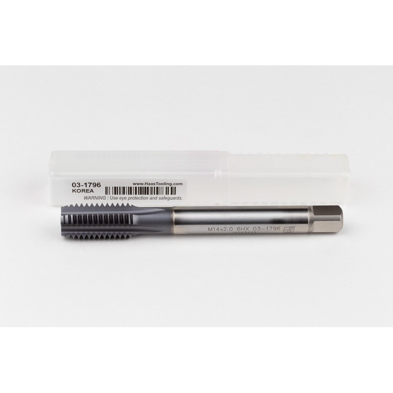 M14x2.0 M HSS-E Straight Flute Tap, 11mm Shank x 26mm Thread Length, 2XD, Mod. Bottoming, 4 Flute, 6HX, TiCN Coated