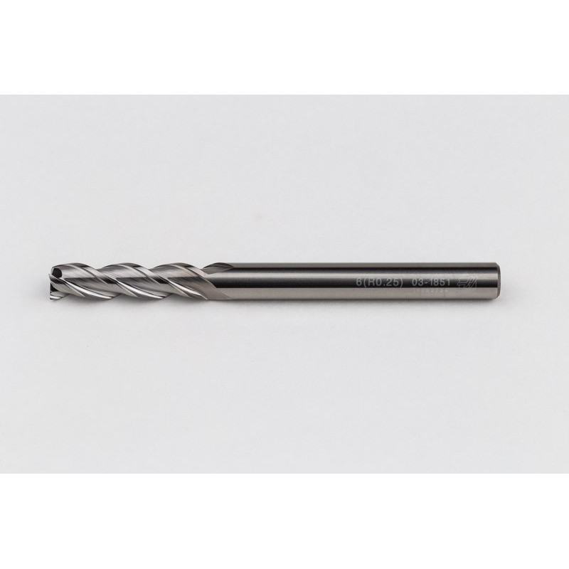 6mm Dia. Carbide End Mill, 3 Flute, Uncoated, 6mm Smooth Shank x 24mm LOC, 0.25mm Radius, HSAM2