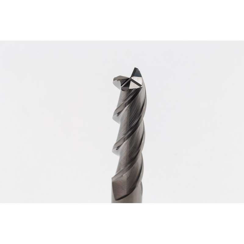 12mm Dia. Carbide End Mill, 3 Flute, Uncoated, 12mm Smooth Shank x 48mm LOC, 0.5mm Radius, HSAM2