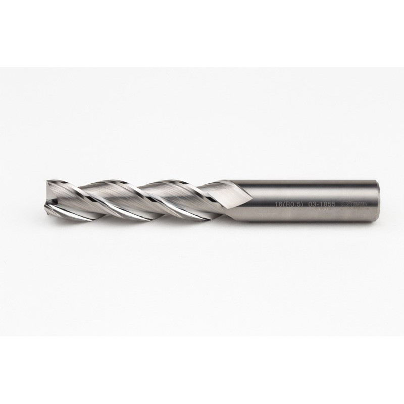 16mm Dia. Carbide End Mill, 3 Flute, Uncoated, 16mm Smooth Shank x 64mm LOC, 0.5mm Radius, HSAM2