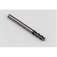 6mm Dia. Carbide End Mill, 4 Flute, Hyb. AlCrN Coated, 6mm Smooth Shank x 18mm LOC, 0.25mm Radius, HTPM