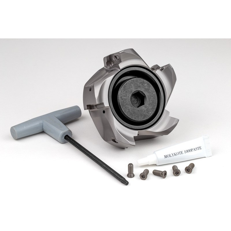 HPAL2, 100mm Ø Shell Mill, 32mm Pilot Bore x 90° Lead Angle, 5 Flute, Positive/Positive Geometry, TSC