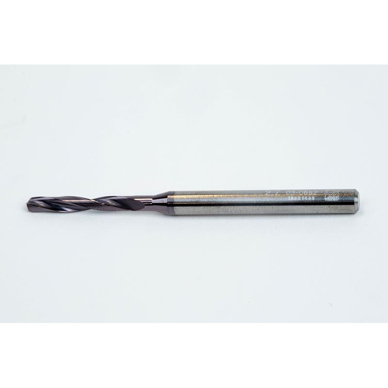 2.7mm Ø Carbide Drill, 4mm Shank x 140° Point Angle x 19° Helix, 3XD, 2 Flute, TiAlN Coated, GP