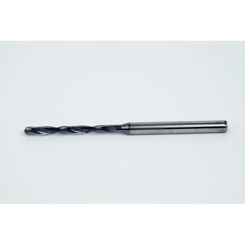 2.8mm Ø Carbide Drill, 4mm Shank x 140° Point Angle x 30° Helix, 8XD, 2 Flute, TiAlN Coated, GP, TSC