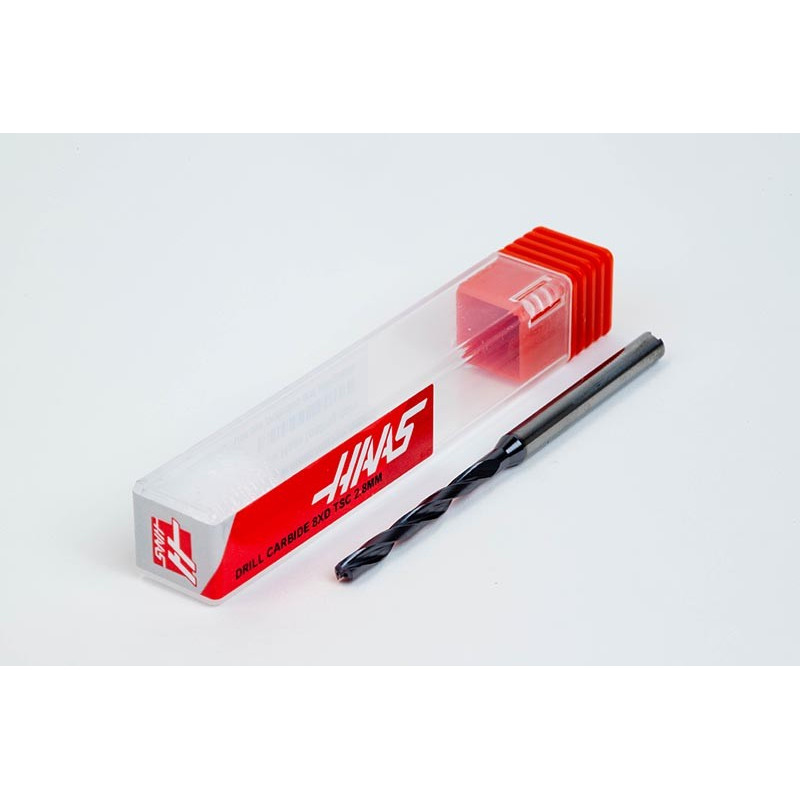 2.8mm Ø Carbide Drill, 4mm Shank x 140° Point Angle x 30° Helix, 8XD, 2 Flute, TiAlN Coated, GP, TSC