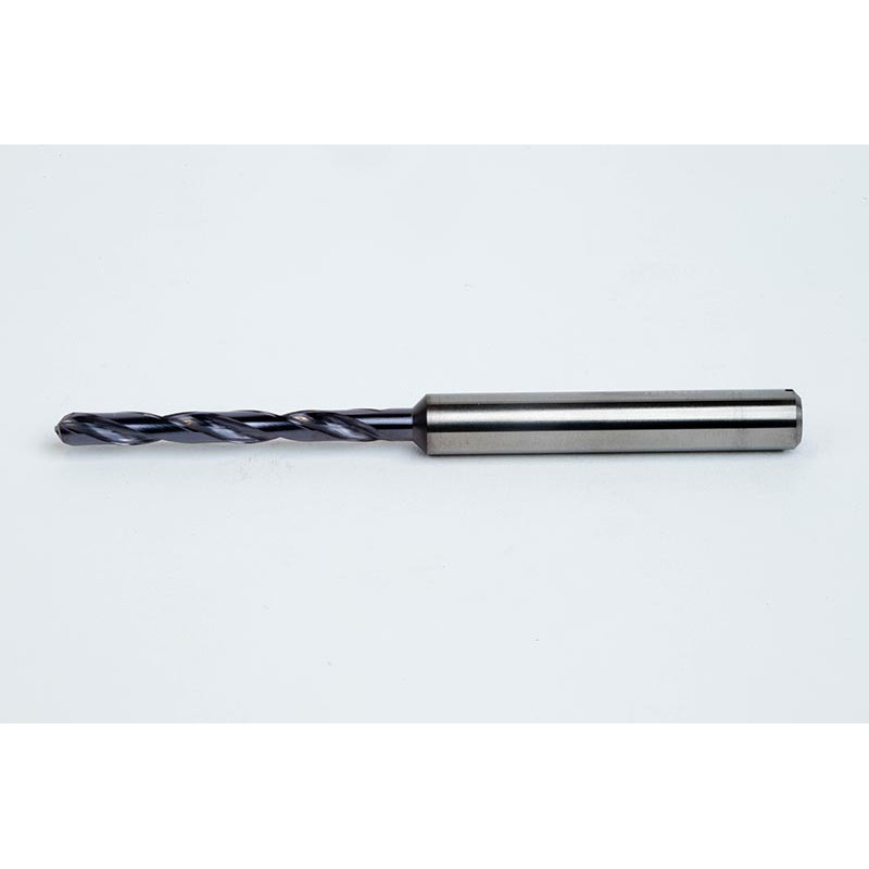 3.3mm Ø Carbide Drill, 6mm Shank x 140° Point Angle x 30° Helix, 8XD, 2 Flute, TiAlN Coated, GP, TSC