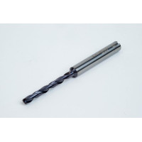 3.4mm Ø Carbide Drill, 6mm Shank x 140° Point Angle x 30° Helix, 8XD, 2 Flute, TiAlN Coated, GP, TSC
