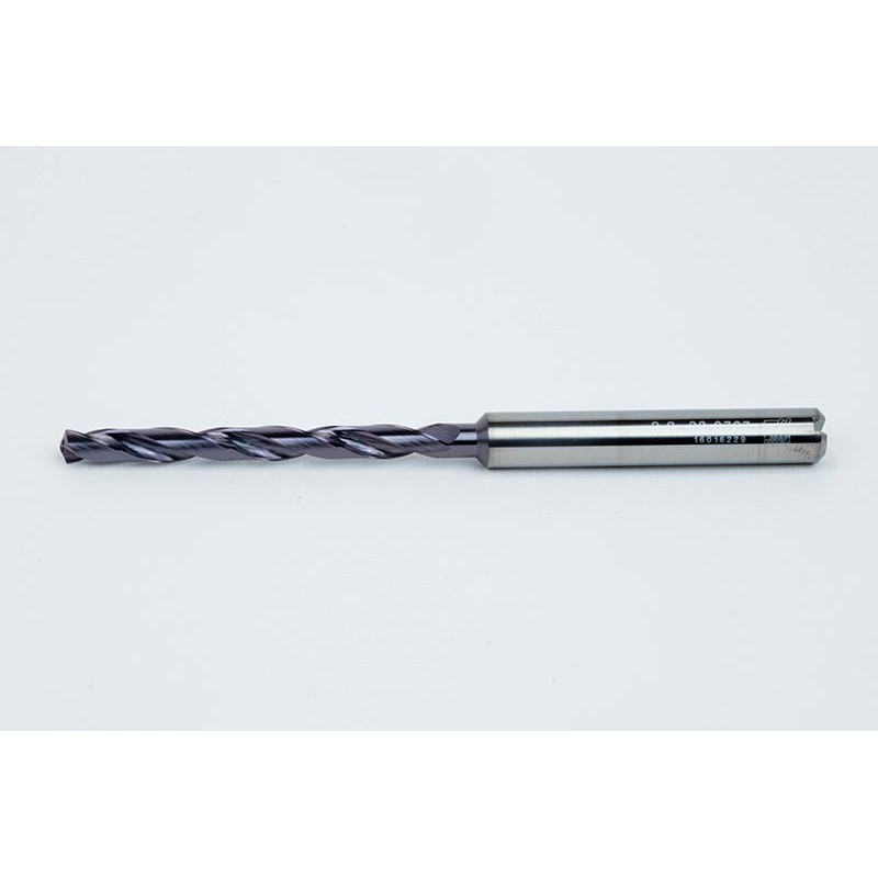 3.8mm Ø Carbide Drill, 6mm Shank x 140° Point Angle x 30° Helix, 8XD, 2 Flute, TiAlN Coated, GP, TSC
