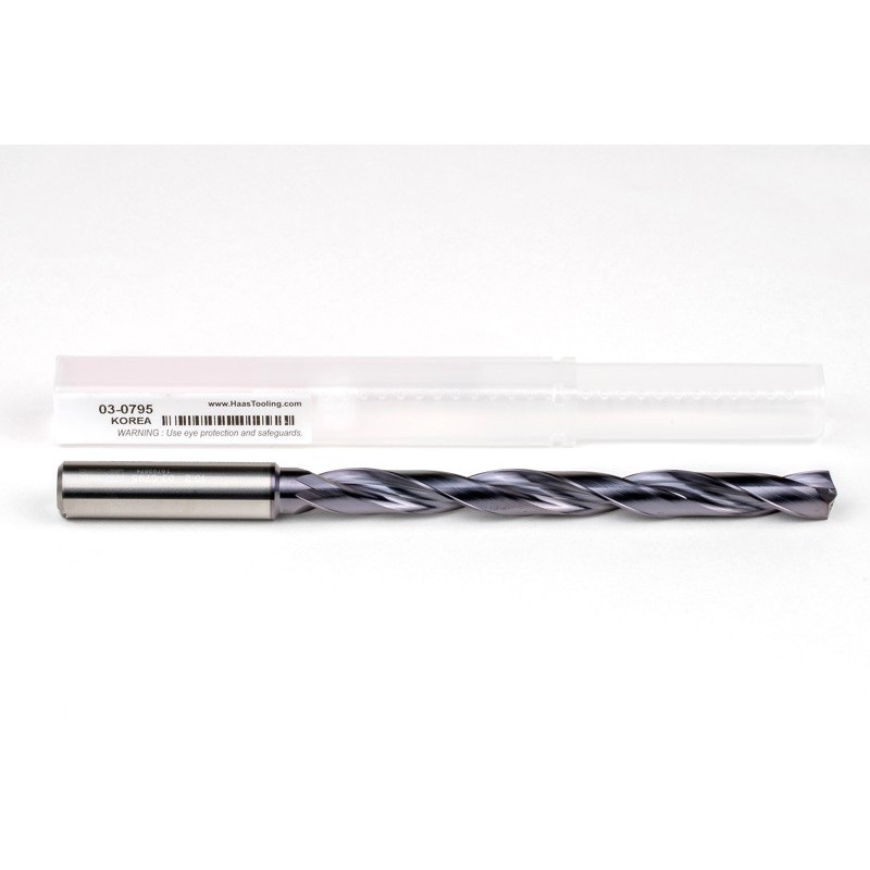 10.2mm Ø Carbide Drill, 12mm Shank x 140° Point Angle x 30° Helix, 8XD, 2 Flute, TiAlN Coated, GP, TSC