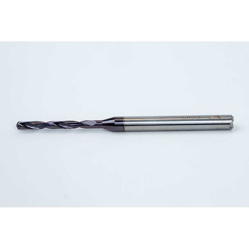 2.3mm Ø Carbide Drill, 4mm Shank x 140° Point Angle x 30° Helix, 5XD, 2 Flute, TiAlN Coated, GP, TSC