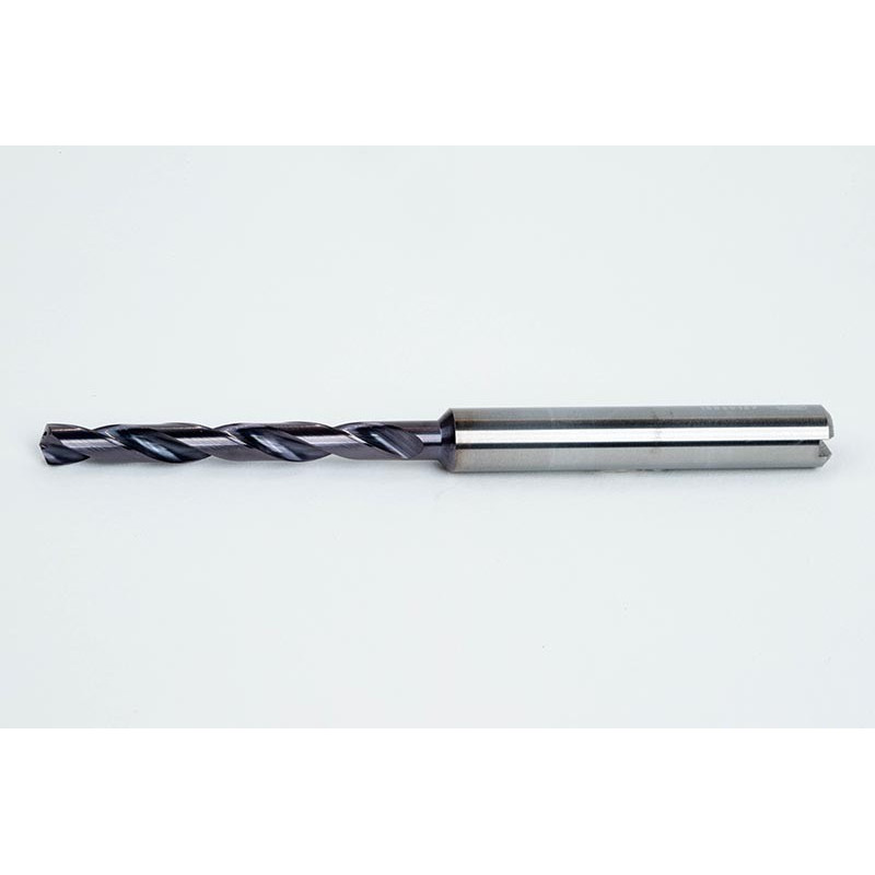 3.8mm Ø Carbide Drill, 6mm Shank x 140° Point Angle x 30° Helix, 5XD, 2 Flute, TiAlN Coated, GP, TSC