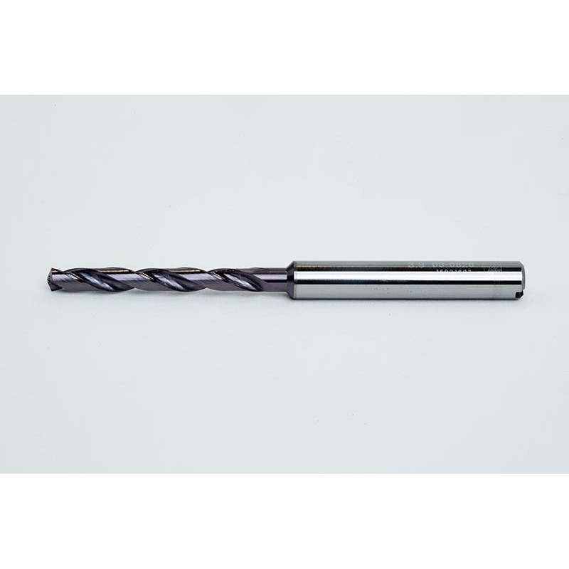 3.9mm Ø Carbide Drill, 6mm Shank x 140° Point Angle x 30° Helix, 5XD, 2 Flute, TiAlN Coated, GP, TSC