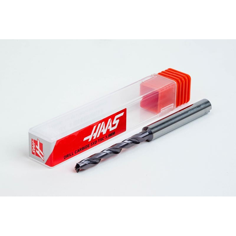 3.9mm Ø Carbide Drill, 6mm Shank x 140° Point Angle x 30° Helix, 5XD, 2 Flute, TiAlN Coated, GP, TSC