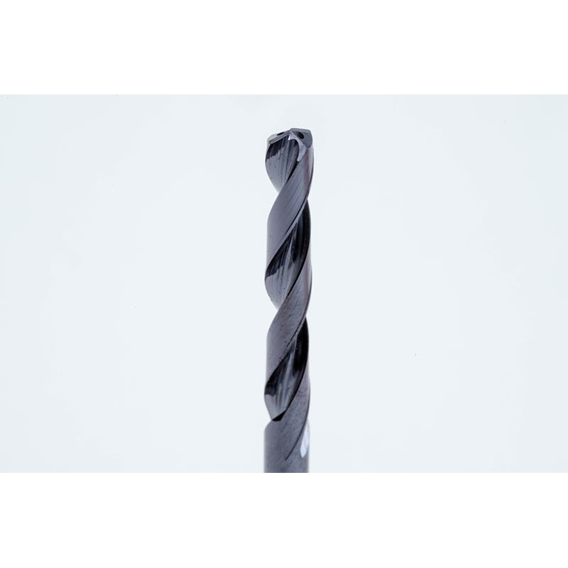2.7mm Ø Carbide Drill, 4mm Shank x 140° Point Angle x 30° Helix, 5XD, 2 Flute, TiAlN Coated, Inox / SS, TSC
