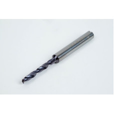 Твердосплавне свердло Ø 3,4 мм, хвостовик 6 мм x кут вістря 140° x спіраль 30°, 5XD, 2 канавки, покриття TiAlN, нержавіюча сталь / нержавіюча сталь, TSC