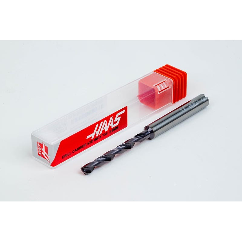 3.8mm Ø Carbide Drill, 6mm Shank x 140° Point Angle x 30° Helix, 5XD, 2 Flute, TiAlN Coated, Inox / SS, TSC