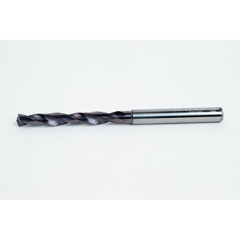 5.2mm Ø Carbide Drill, 6mm Shank x 140° Point Angle x 30° Helix, 5XD, 2 Flute, TiAlN Coated, Inox / SS, TSC