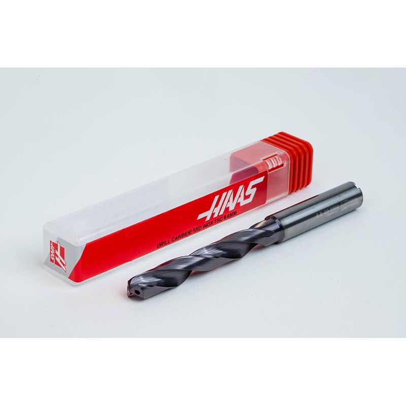 Твердосплавне свердло Ø 8,6 мм, хвостовик 10 мм x кут вістря 140° x спіраль 30°, 5XD, 2 канавки, покриття TiAlN, нержавіюча сталь / нержавіюча сталь, TSC