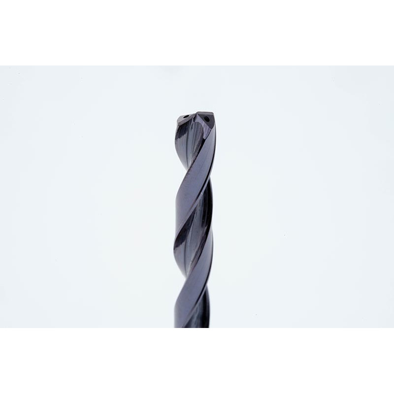 3.4mm Ø Carbide Drill, 6mm Shank x 140° Point Angle x 30° Helix, 8XD, 2 Flute, TiAlN Coated, Inox / SS, TSC