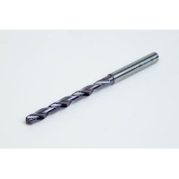 5.2mm Ø Carbide Drill, 6mm Shank x 140° Point Angle x 30° Helix, 8XD, 2 Flute, TiAlN Coated, Inox / SS, TSC