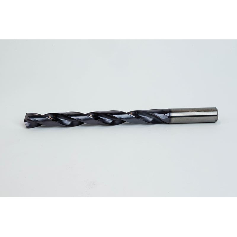 13.7mm Ø Carbide Drill, 14mm Shank x 140° Point Angle x 30° Helix, 8XD, 2 Flute, TiAlN Coated, Inox / SS, TSC