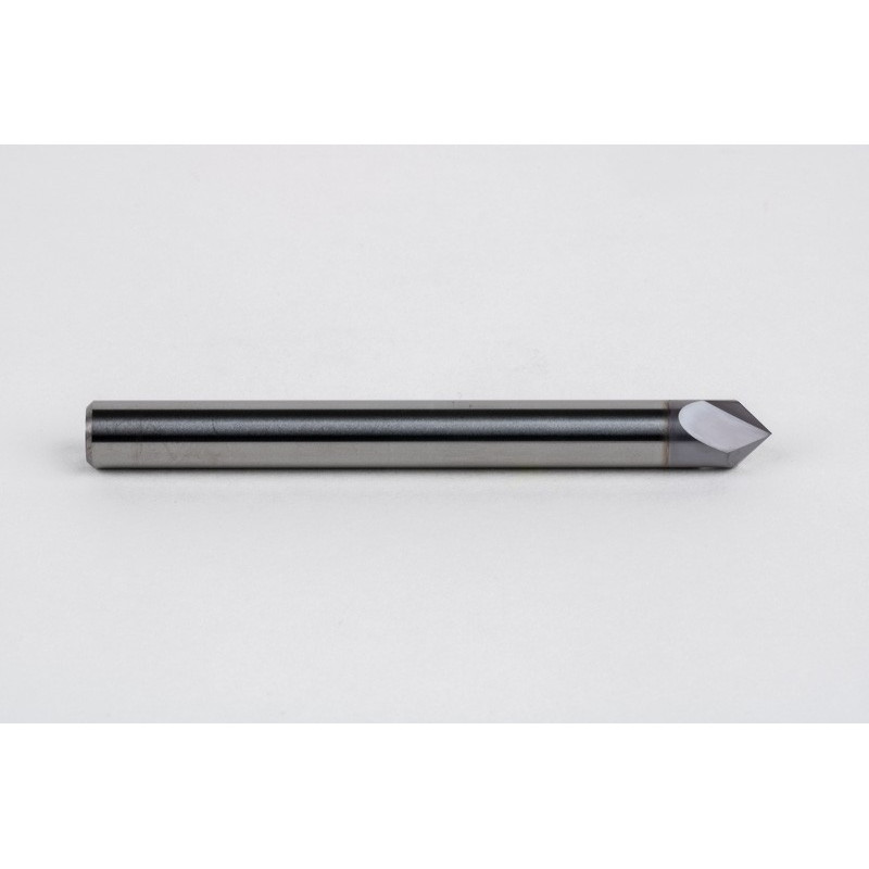 6mm Dia. 45° Carbide Chamfer Mill, 2 Flute, TiCN Coated, 3mm LOC x 60mm Overall Length, HSAM1