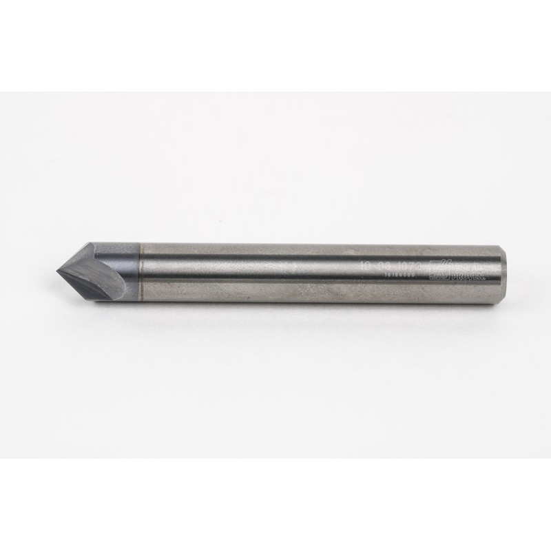 10mm Dia. 45° Carbide Chamfer Mill, 2 Flute, TiCN Coated, 5mm LOC x 75mm Overall Length, HSAM1