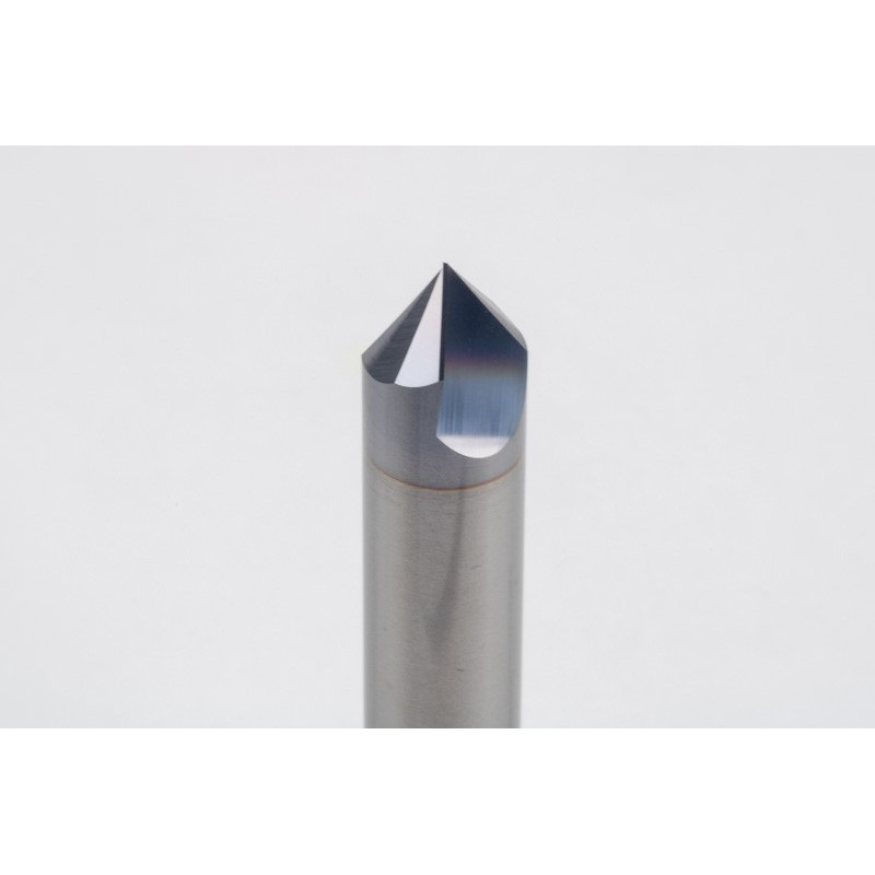 12mm Dia. 45° Carbide Chamfer Mill, 2 Flute, TiCN Coated, 6mm LOC x 80mm Overall Length, HSAM1
