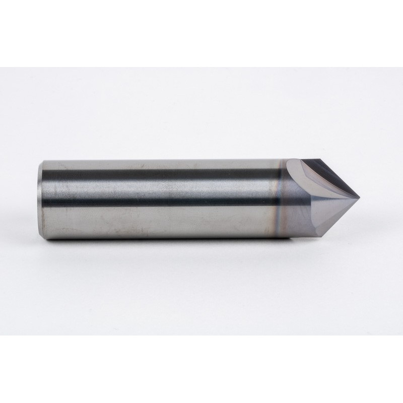 25mm Dia. 45° Carbide Chamfer Mill, 2 Flute, TiCN Coated, 12.5mm LOC x 100mm Overall Length, HSAM1