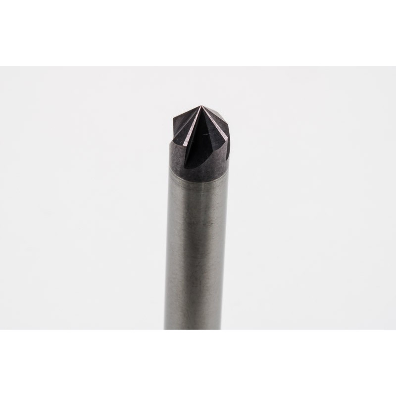 6mm Dia. 45° Carbide Chamfer Mill, 4 Flute, TiAlN Coated, 3mm LOC x 60mm Overall Length, HSPM1