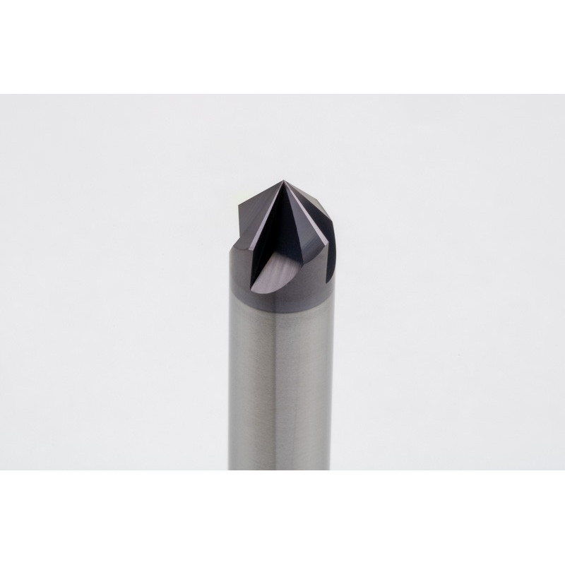 10mm Dia. 45° Carbide Chamfer Mill, 4 Flute, TiAlN Coated, 5mm LOC x 75mm Overall Length, HSPM1