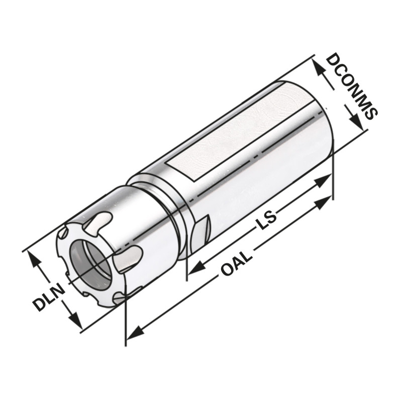 Collet chuck with straight shank with Mini nut ER16 - 1/10 - 50 | Ø = 22