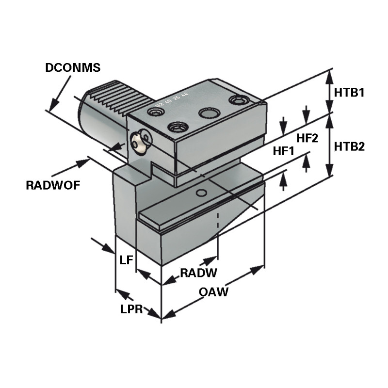 Radial tool holder - form B2 left short B2 - 20 x 16 x 30