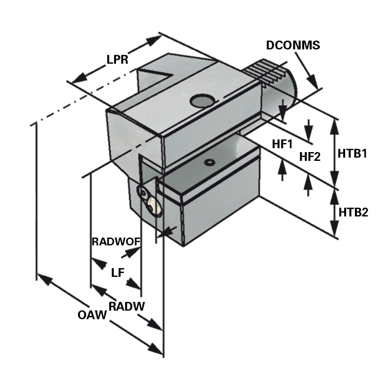 Axial tool holder - form C3 overhead right C3 - 20 x 16