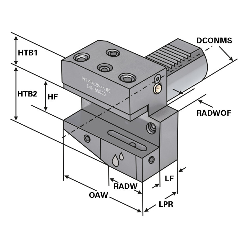 Radial tool holder - form B1 right short B1 - 30 x 20 x 40