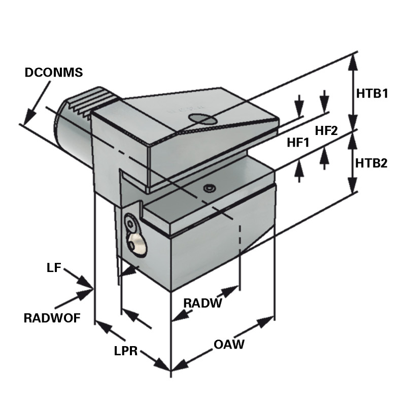Radial tool holder - form B4 overhead left short B4 - 30 x 20 x 40