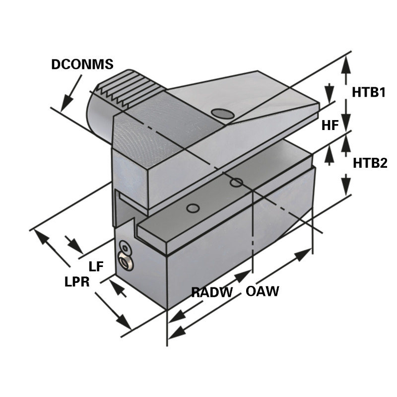 Radial tool holder - form B8 overhead left long B8 - 30 x 20 x 40