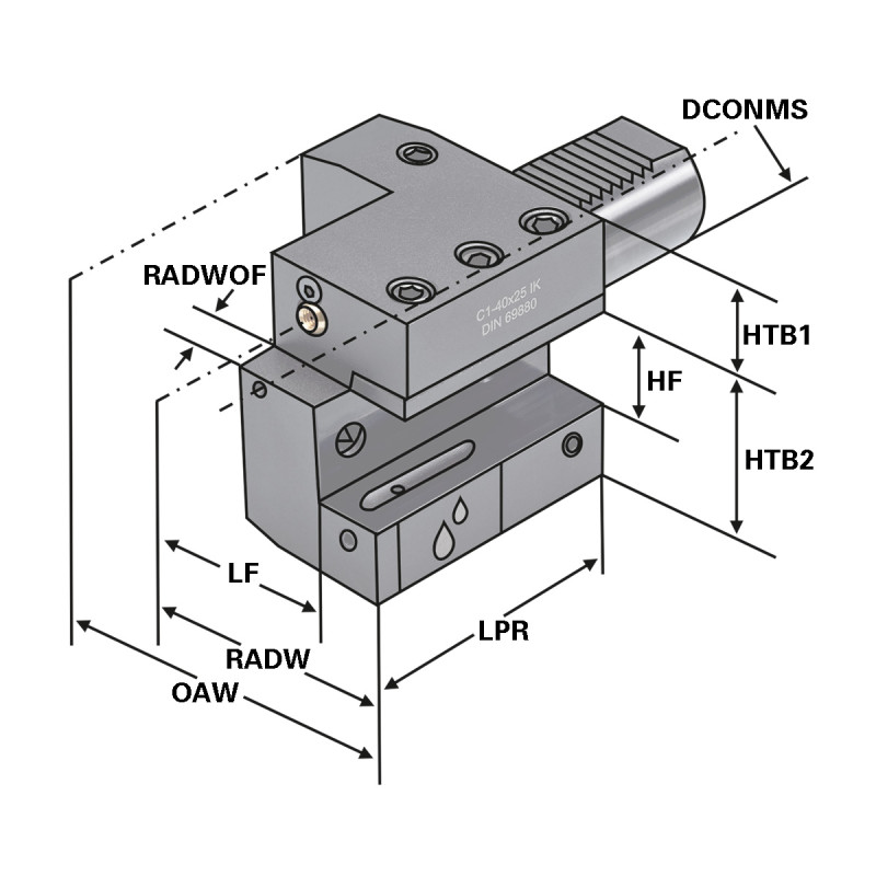 Axial tool holder - form C1 right C1 - 30 x 20